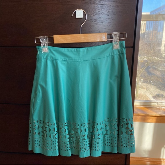 CUSP by Neiman Marcus Laser Cut Leather Looking Skirt - Picture 2 of 7